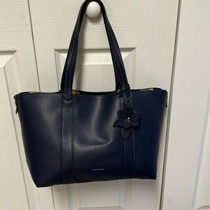 Draper James EUC Elle Tote in Nassau Navy-faux leather tote bag/shoulder purse